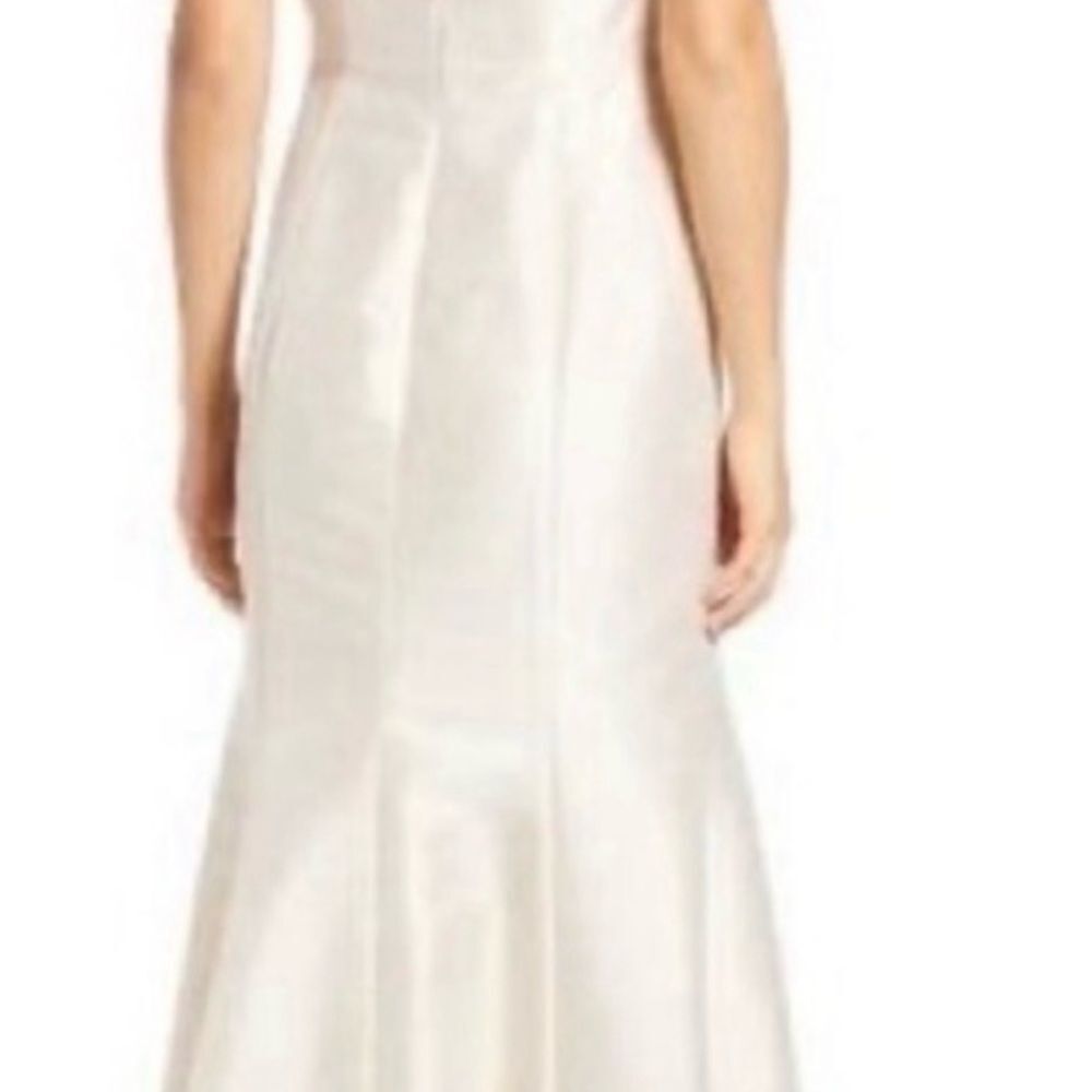 NWT ALFRED SUNG champagne Maxi Dress Jewel Neck bow accent Open-Back  SZ10 - Picture 5 of 16